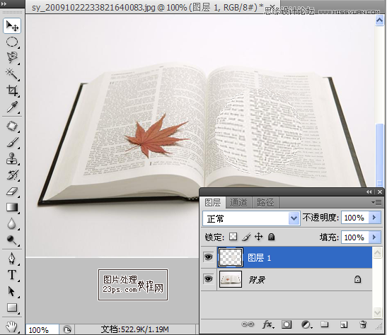 Photoshop制作放大镜放大书籍效果,PS教程,图老师教程网