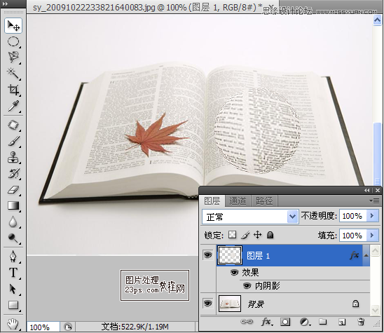 Photoshop制作放大镜放大书籍效果,PS教程,图老师教程网