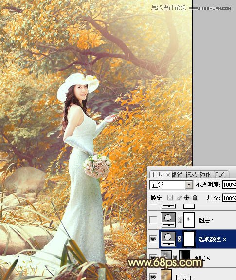 Photoshop调出树林美女秋季黄色调,PS教程,图老师教程网