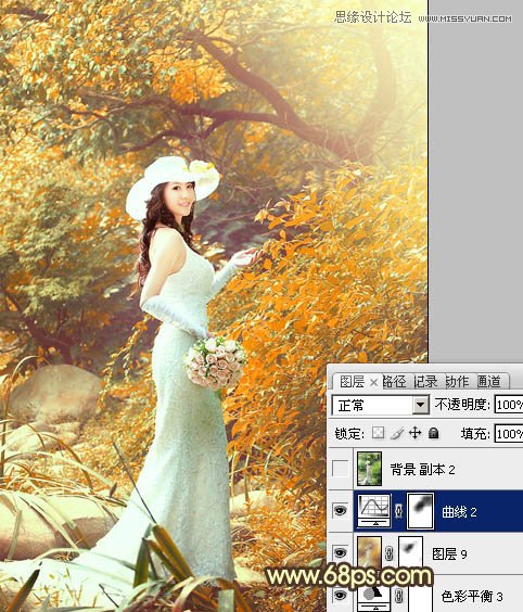 Photoshop调出树林美女秋季黄色调,PS教程,图老师教程网