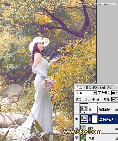 Photoshop调出树林美女秋季黄色调,PS教程,图老师教程网