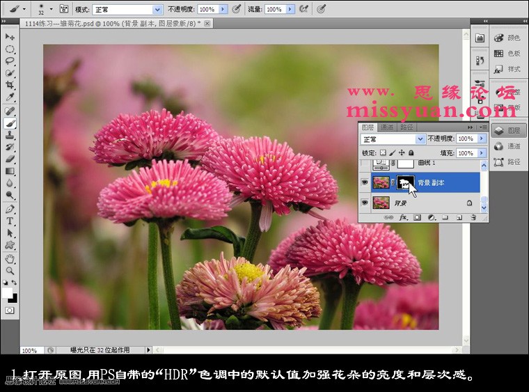 Photoshop增加后期花朵照片的颜色层次感,PS教程,图老师教程网