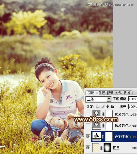 Photoshop调出草地美女淡淡的黄色调,PS教程,图老师教程网