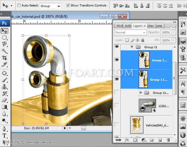 Photoshop创意合成金色质感的小汽车,PS教程,图老师教程网