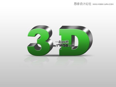 Photoshop制作绿色高光质感3D立体字教程,PS教程,图老师教程网