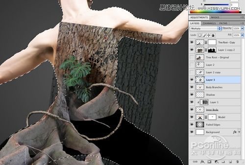 Photoshop合成制作树根人体超自然蜕变场景,PS教程,图老师教程网