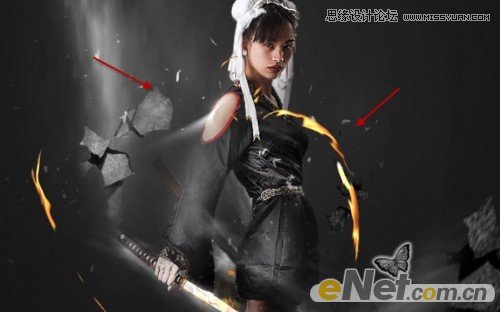 Photoshop合成超酷冷艳效果的美女武士,PS教程,图老师教程网