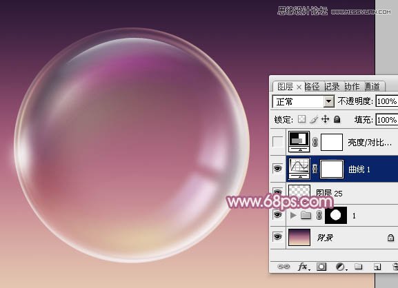 Photoshop制作水晶玻璃质感的紫色泡泡,PS教程,图老师教程网