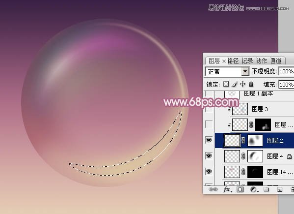Photoshop制作水晶玻璃质感的紫色泡泡,PS教程,图老师教程网