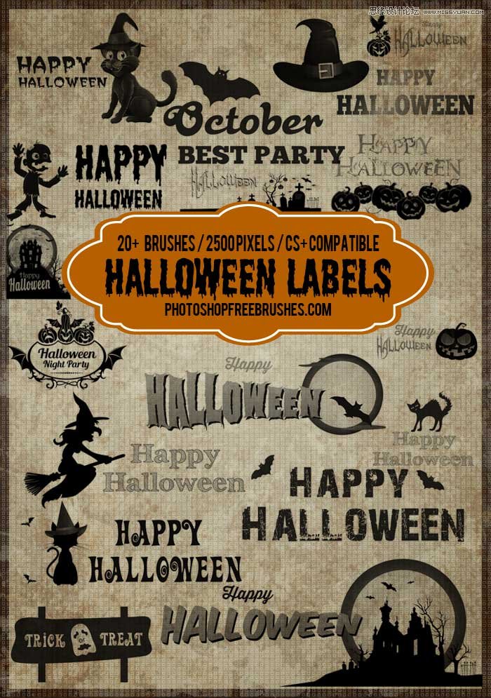 20ʥԪPSˢ(20 Halloween Tag and Label Photoshop Brushes)